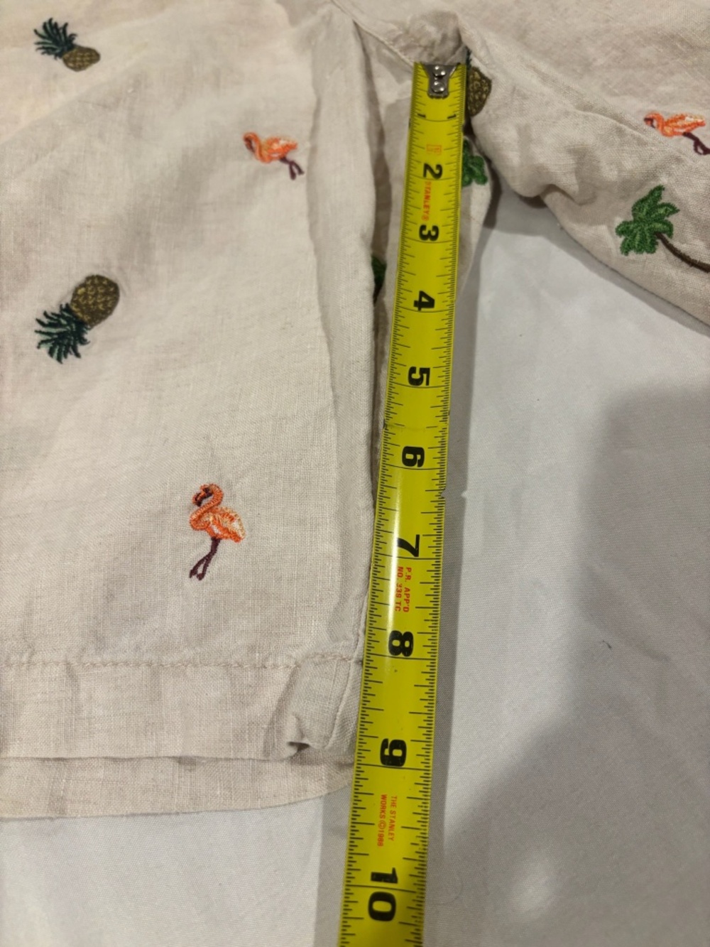 Tommy Bahama Flamingo Tango Linen Shorts 10" Embroidered Pineapple Beige - Picture 4 of 12